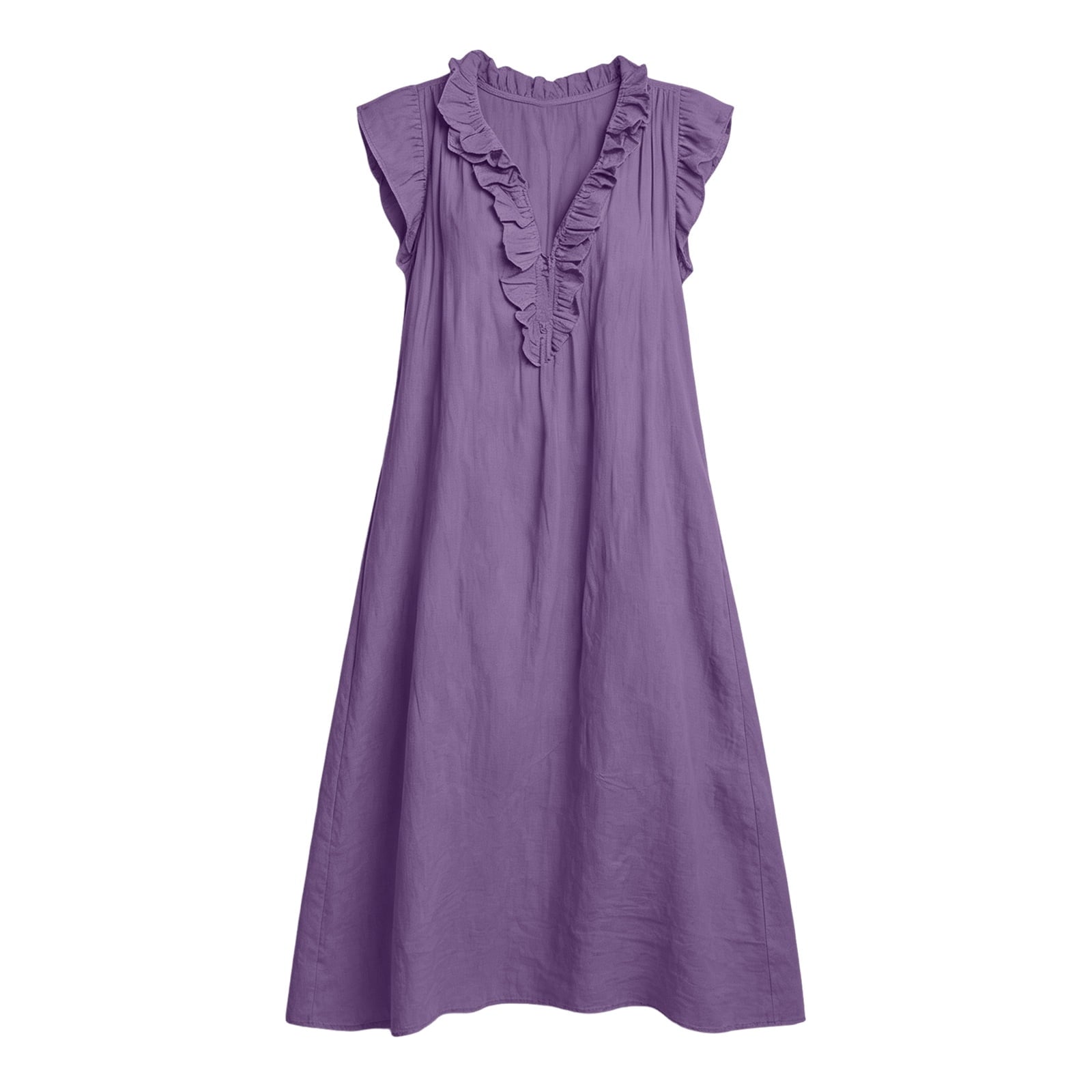 ✨⏰2026 Summer Solid Color Elegant Temperament Flying Sleeve Dress