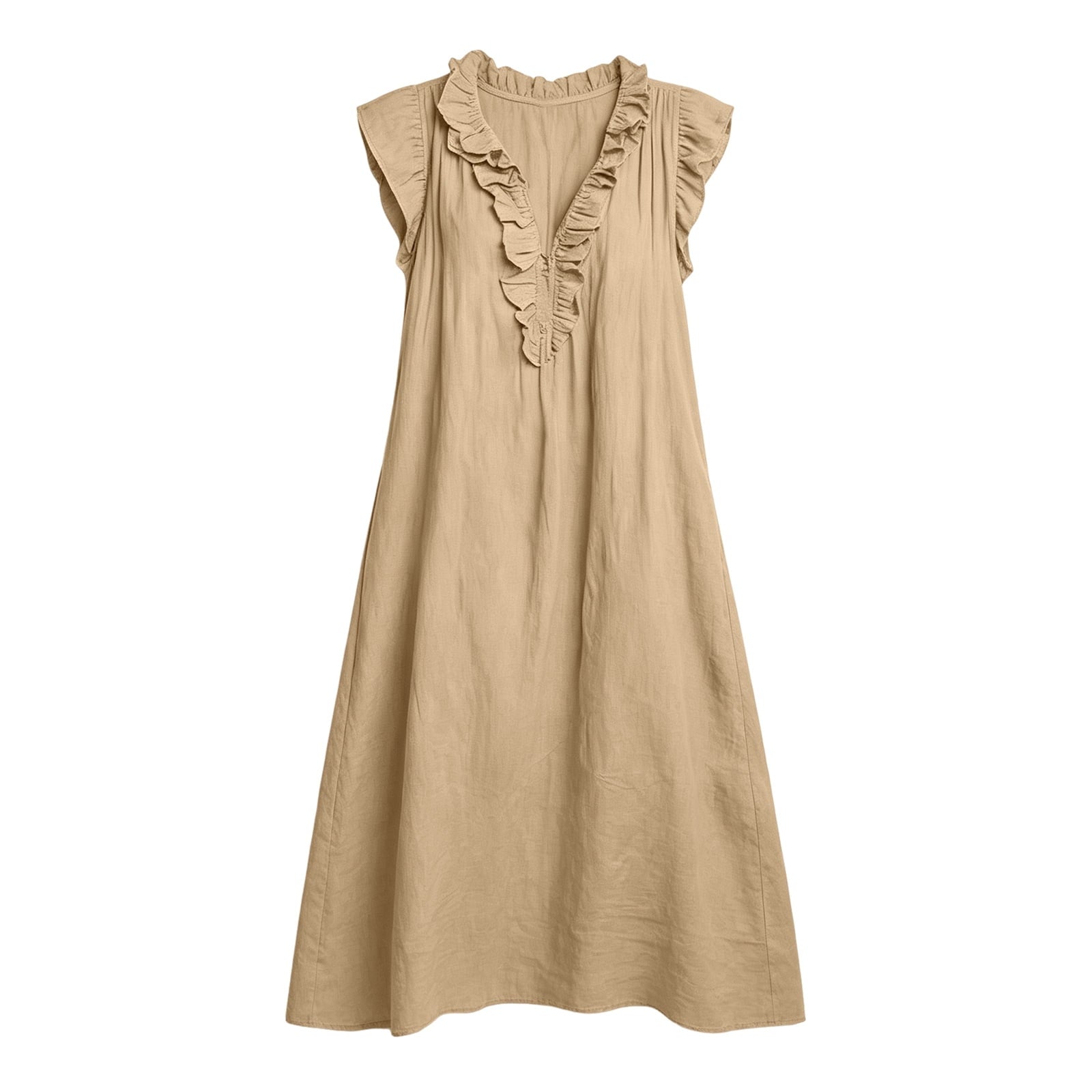 ✨⏰2026 Summer Solid Color Elegant Temperament Flying Sleeve Dress