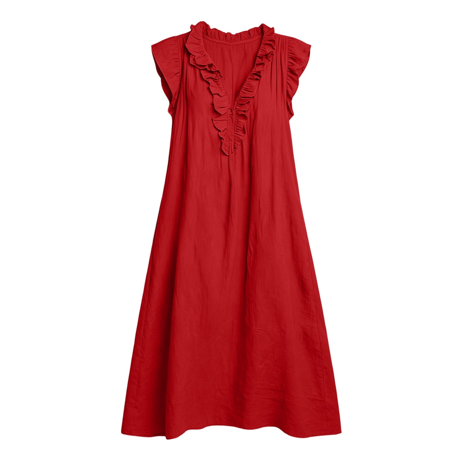 ✨⏰2026 Summer Solid Color Elegant Temperament Flying Sleeve Dress