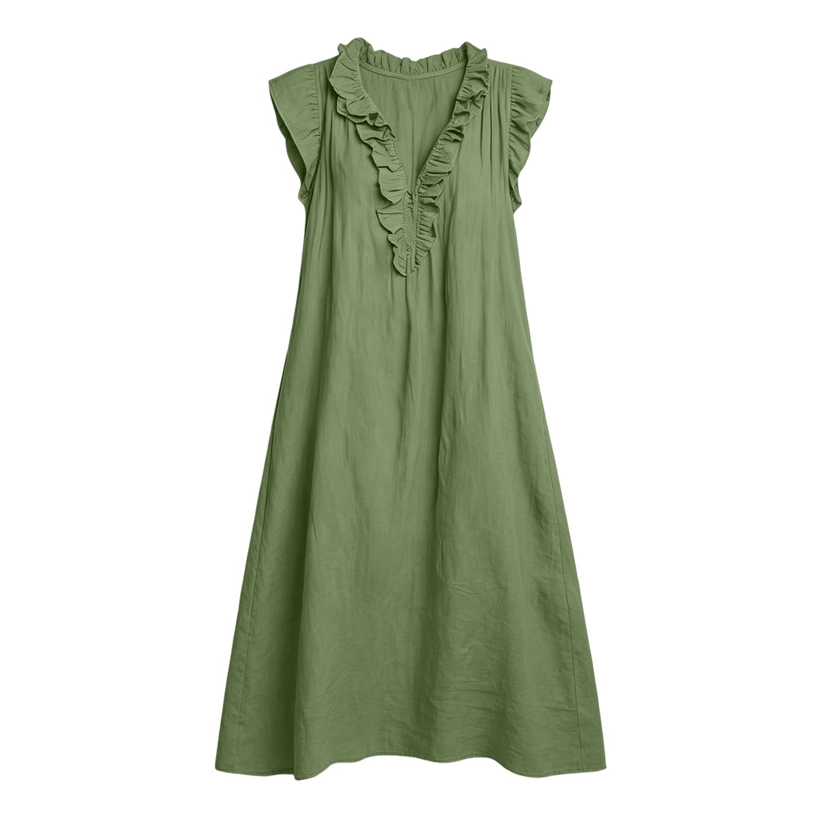 ✨⏰2026 Summer Solid Color Elegant Temperament Flying Sleeve Dress